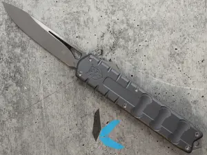 CobraTec Knives Enforcer Automatic Folding Knife 3.25 in Carbon Steel Drop Point Grey