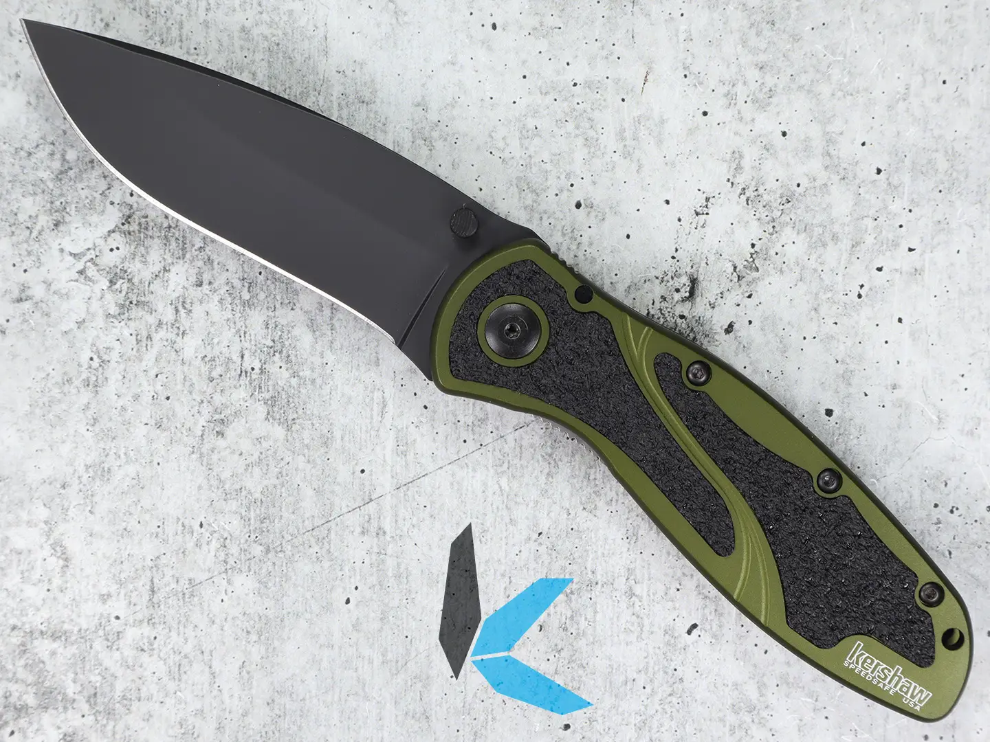 Kershaw 1670OLBLK Blur Black Blade Olive Handle