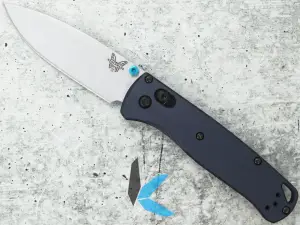 Benchmade 535SL-13 Bugout, Crushed Silver Cerakote Blade, Crater Blue Aluminum