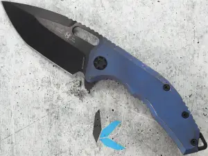 Heretic Medusa Manual Tanto DLC Antique Blue Ti Handle Magnacut
