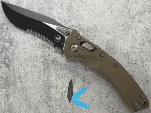 Microtech Amphibian RAM-LOK S/E Fluted G-10 OD Green Partial Serrated