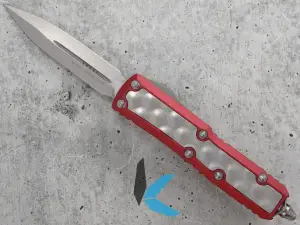 Microtech Daytona D/E Sig Series, Red, Stonewash Bubble Inlay 126-10 RDBIS