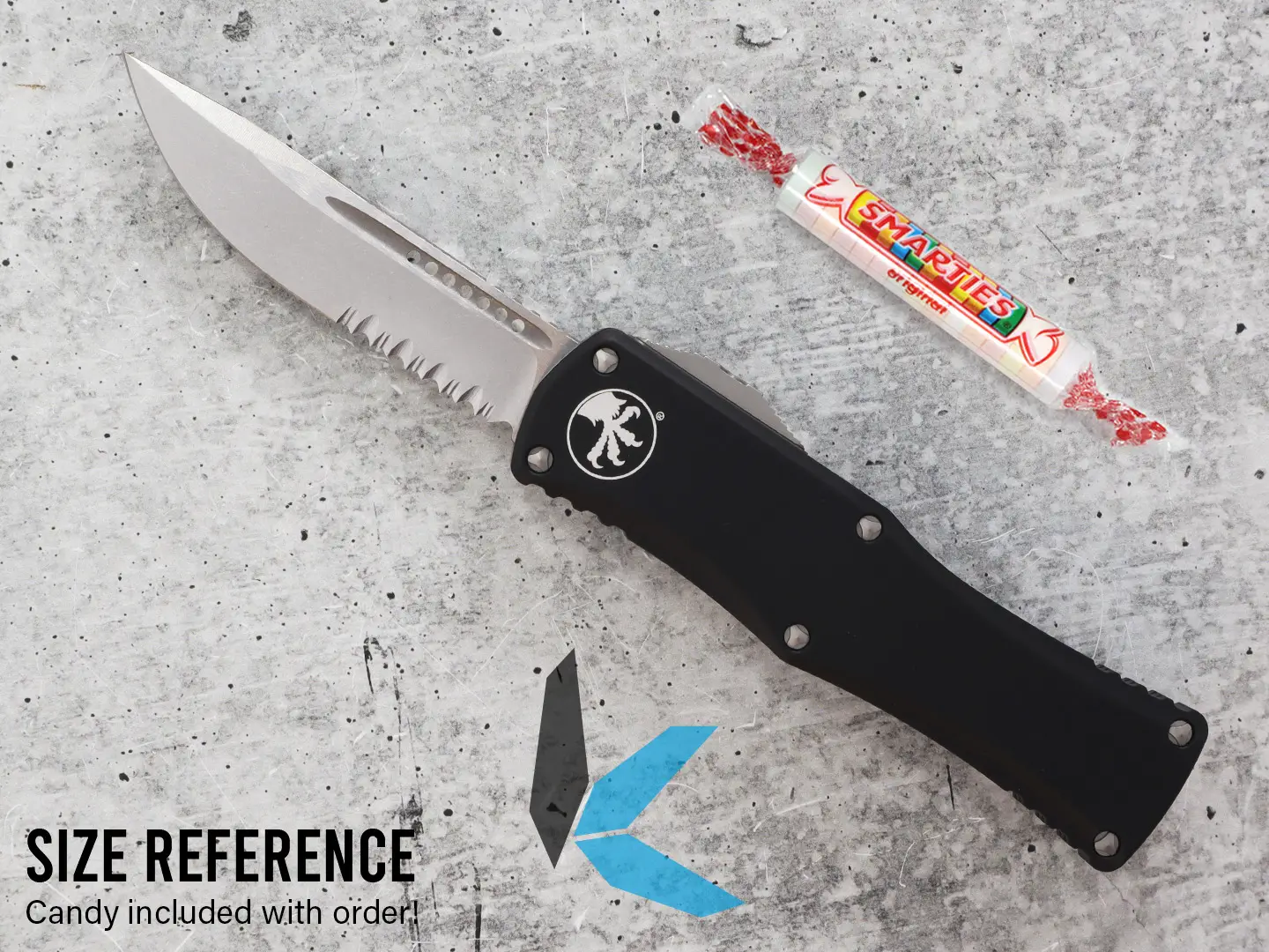 Microtech Hera Auto Stonewash Serrated 703-11 Automatic OTF Knife - Image 3