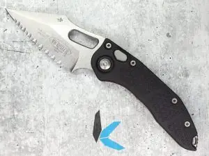 Microtech Stitch - A S/E Stonewash Full Serrated 169-12