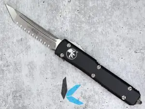 Microtech Ultratech T/E Stonewash Fully Serrated Automatic OTF Knife 123-12
