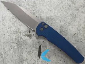 Pro-Tech 5335-Blue Malibu Manual Flipper, Magnacut Wharncliffe blade, Blue