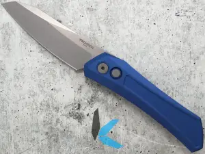 Protech DS101-Blue Oligarch Auto, Aluminum Handle, Stonewash Magnacut Blade