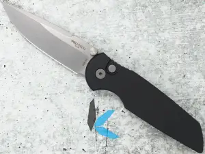 Protech INT101 TR-3 Integrity Solid Blk Handle, S35VN Stonewash Blade