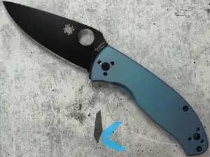 Spyderco C122TIBLBKP Tenacious BLUE Black Finish