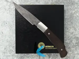Used Boker Leopard Damascus Micarta with Box
