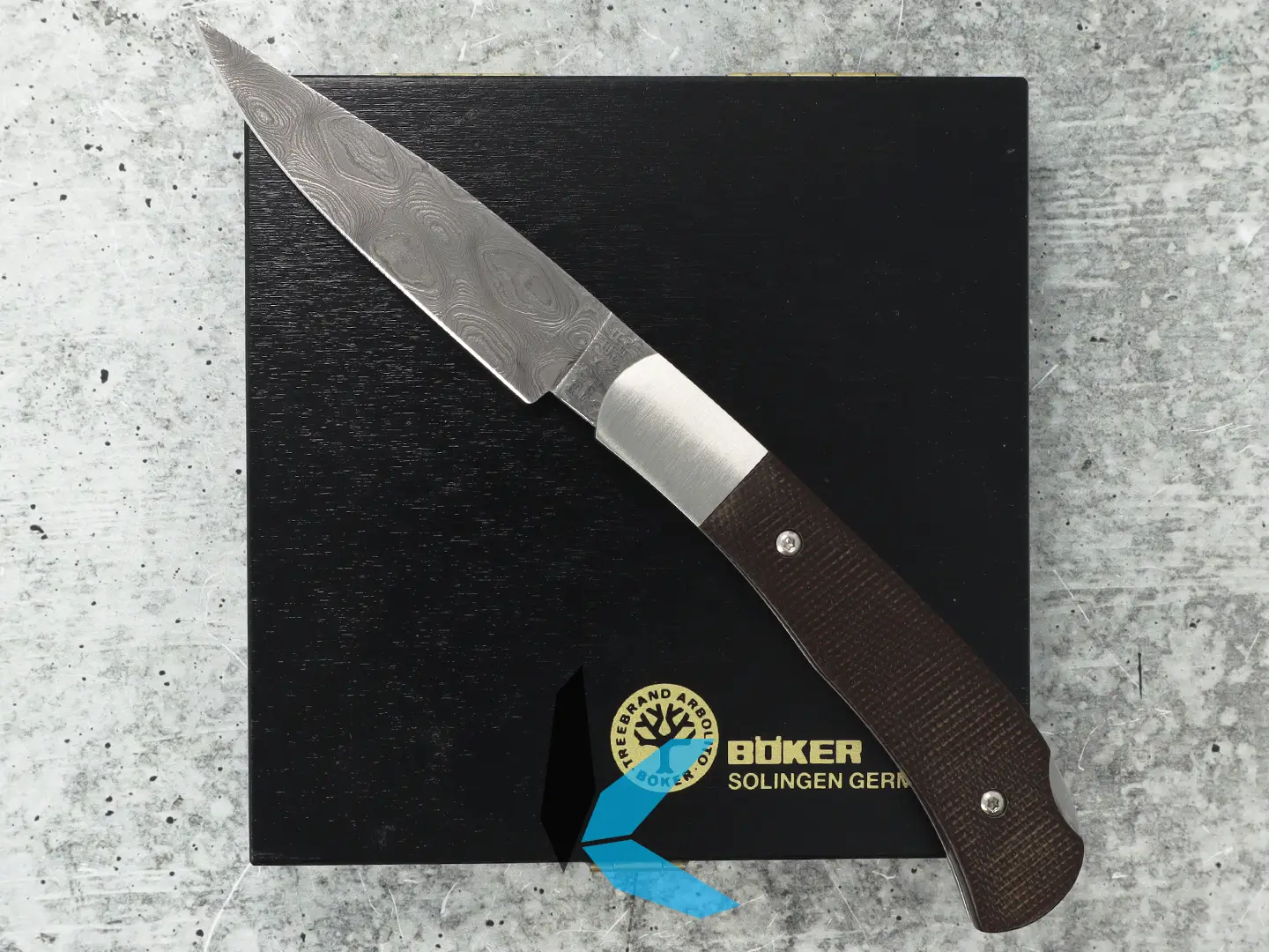 Used Boker Leopard Damascus Micarta with Box
