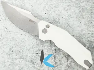 Used Kubey KU391D Basilisk Folding Knife Ivory G10 Handle no Box