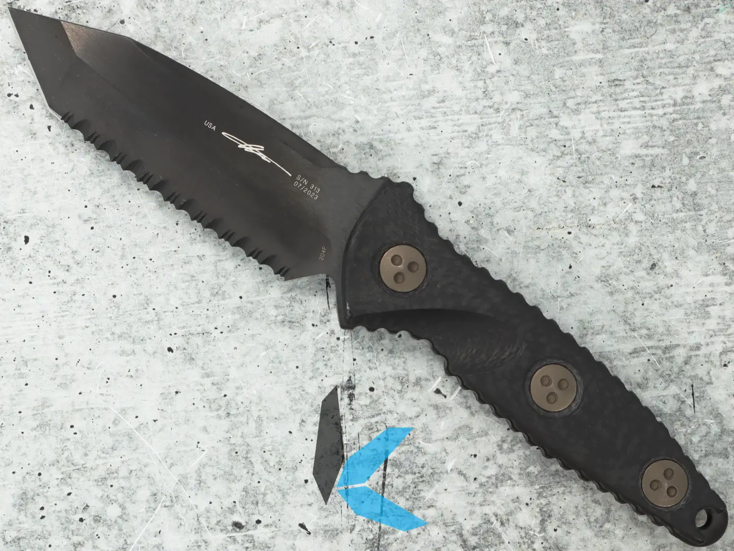 Used Microtech 114M-3DLCCFS Socom Alpha Mini T/E with Box and Sheath - Image 2