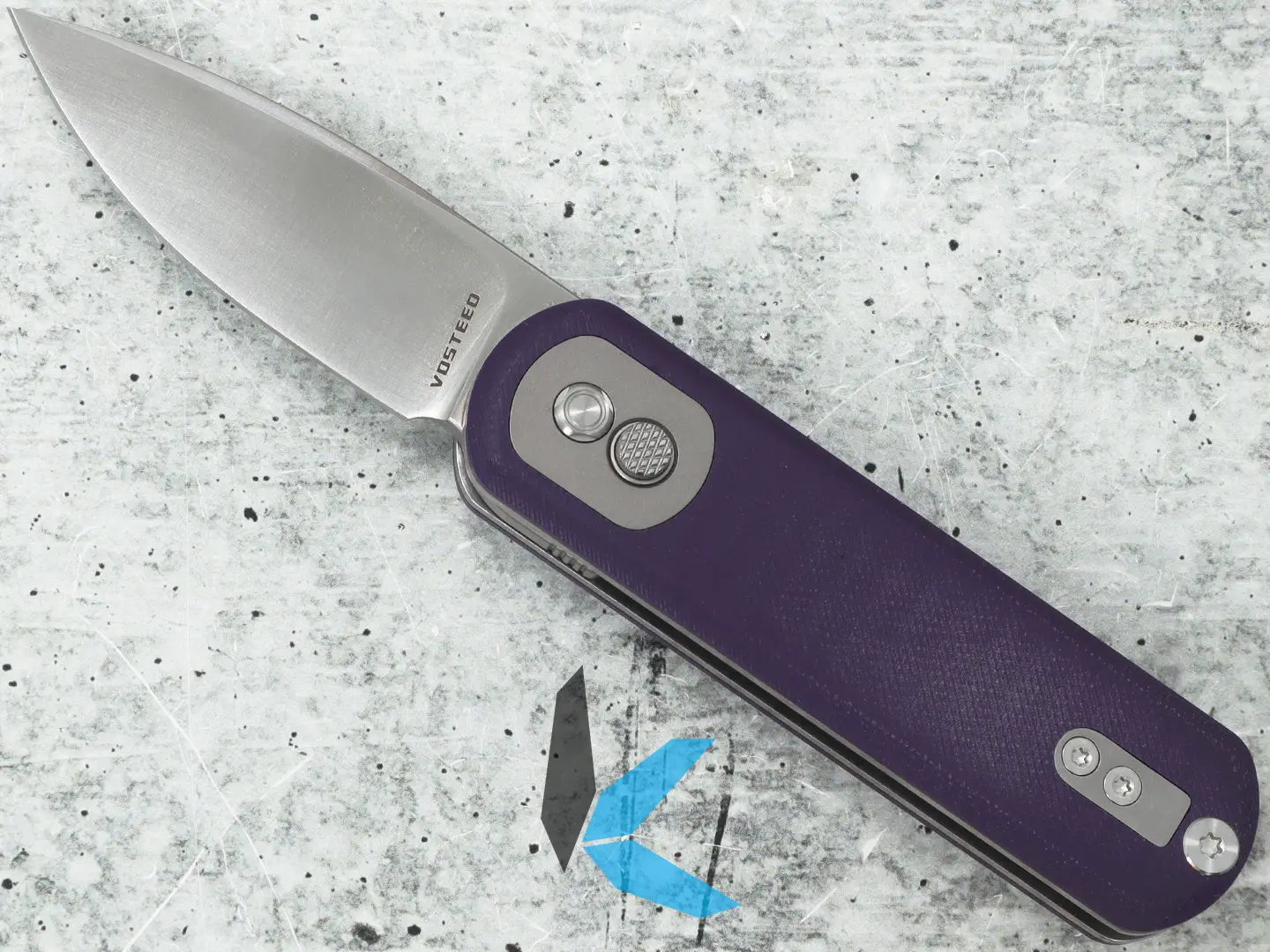 Vosteed A0724 Corgi Pup, S35VN Satin Blade, Purple G10 Handle