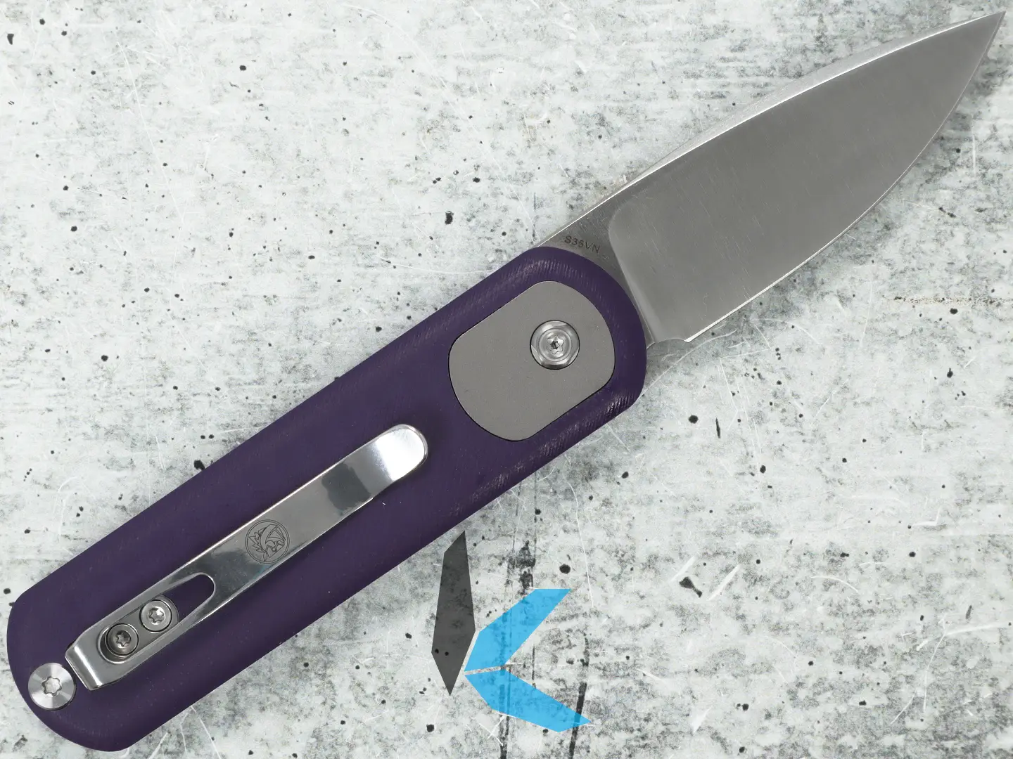 Vosteed A0724 Corgi Pup, S35VN Satin Blade, Purple G10 Handle - Image 2