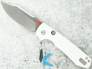 Vosteed A2912 Raccoon, 14C28N Satin Blade, White G10 Handle