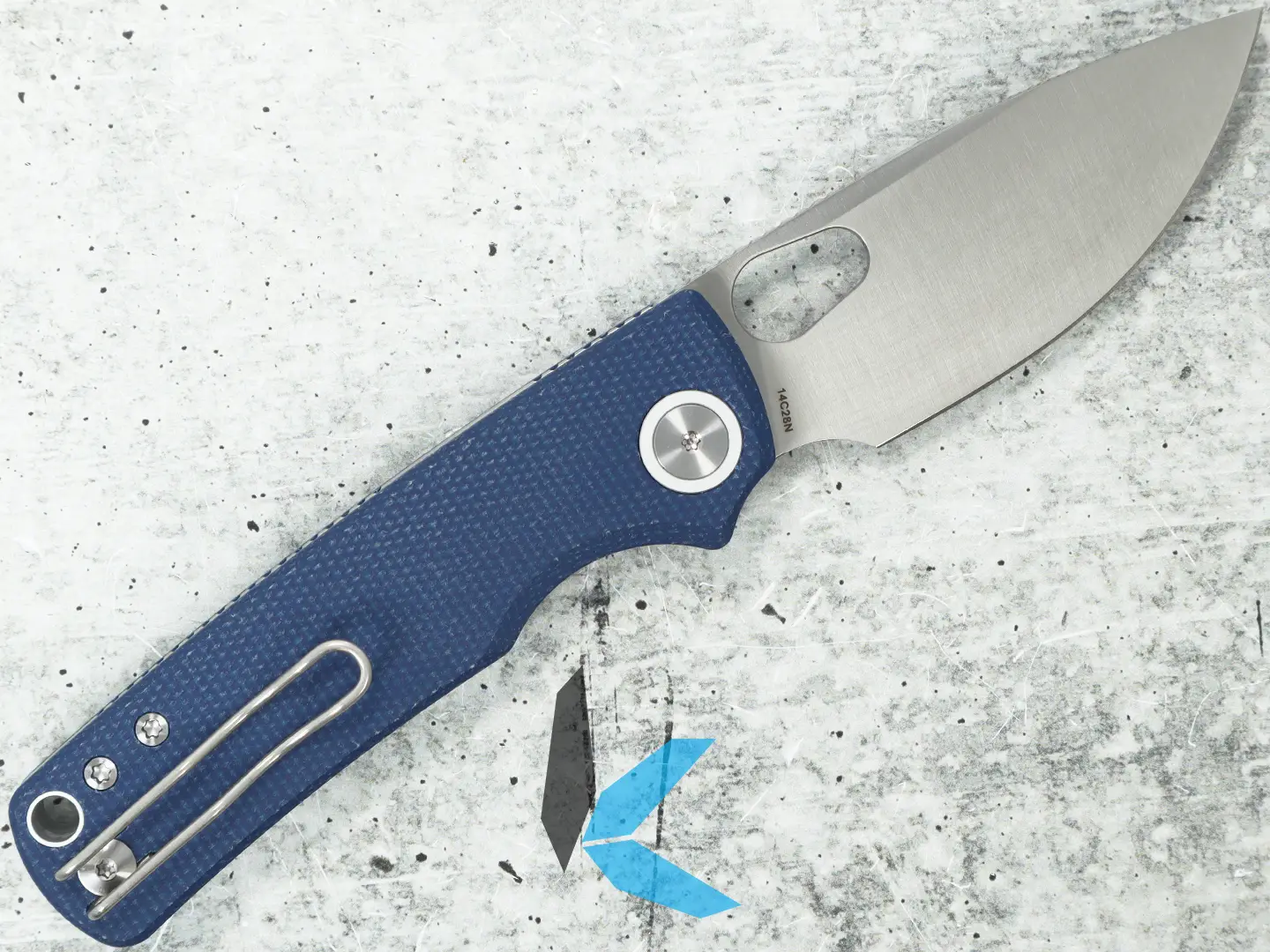 Vosteed Porcupine A2605 14C28N Satin Blade Blue Micarta Handle - Image 2
