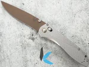 Benchmade 710FE-24 Seven Ten, CPM-S90V Flat Earth Blade, Gray Aluminum Handle