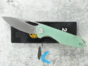 Used Kubey KU324F Doris Linerlock Knife with Jade Handle