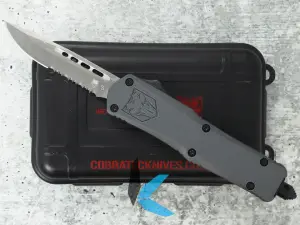 Used CobraTec Small FS-3 Grey Drop Serrated SGYFS-3DS with Case
