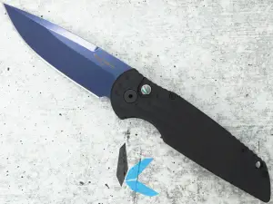 Protech TR-3 SB MC Tactical Response 3, Blk Aluminum Handle, Sapphire Blue Magnacut Blade