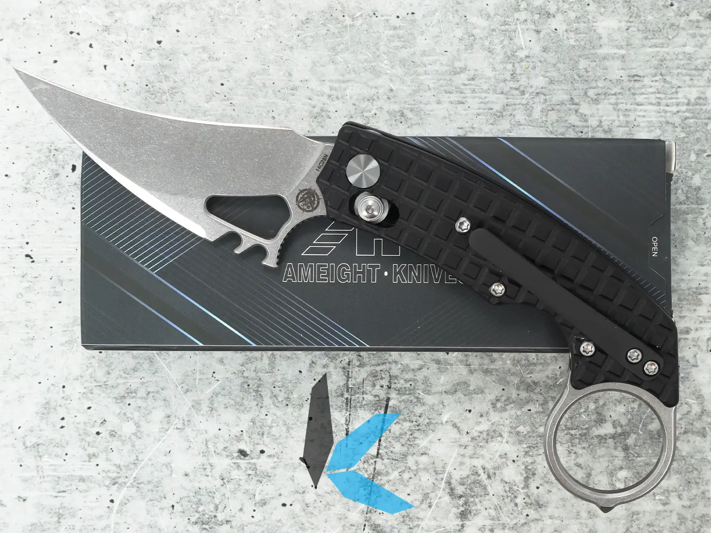 Used Ameight Knives Mk2 Folding Knife AME507WBK with Box