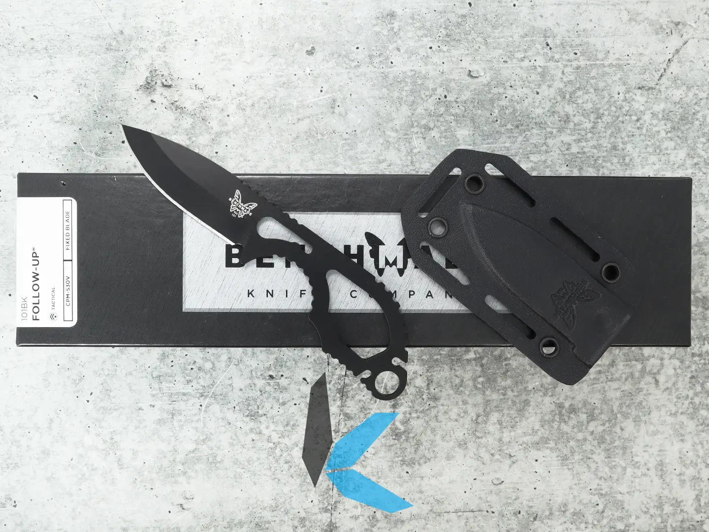 Used Benchmade 101BK Follow-Up, S30V Blade, Plain Edge with Skeletonized Handle, with Box and Sheath