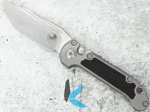 Microtech 1136-10MS6 LUDT T/E Marfione Select Stonewash Finish, Stonewash Finish Titanium w/ Textured Inlay and Purple Titanium Accent