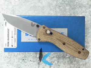 Used Benchmade 585 Mini Barrage Micarta Handles with Box