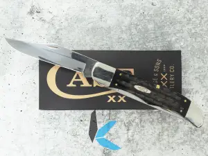 Used Case Knives XX #65030 Folding Hunter Jigged Buffalo Horn with Leather Sheath and Box