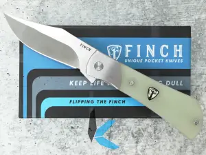 Used Finch Flint FT003 Ghost Green G10, 154CM Satin Blade with Box