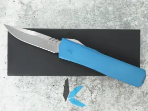 Used Axial Shift OTF Auto-Blue Anodized Aluminum, CPM-20CV Blade Steel with Box