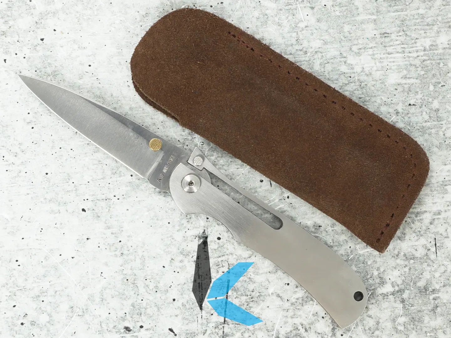 Used A.G. Russell K875C Folding Pocket Knife with Sheath