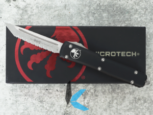 Used Microtech 123-12 Ultratech T/E Stonewash Full Serrated with Box