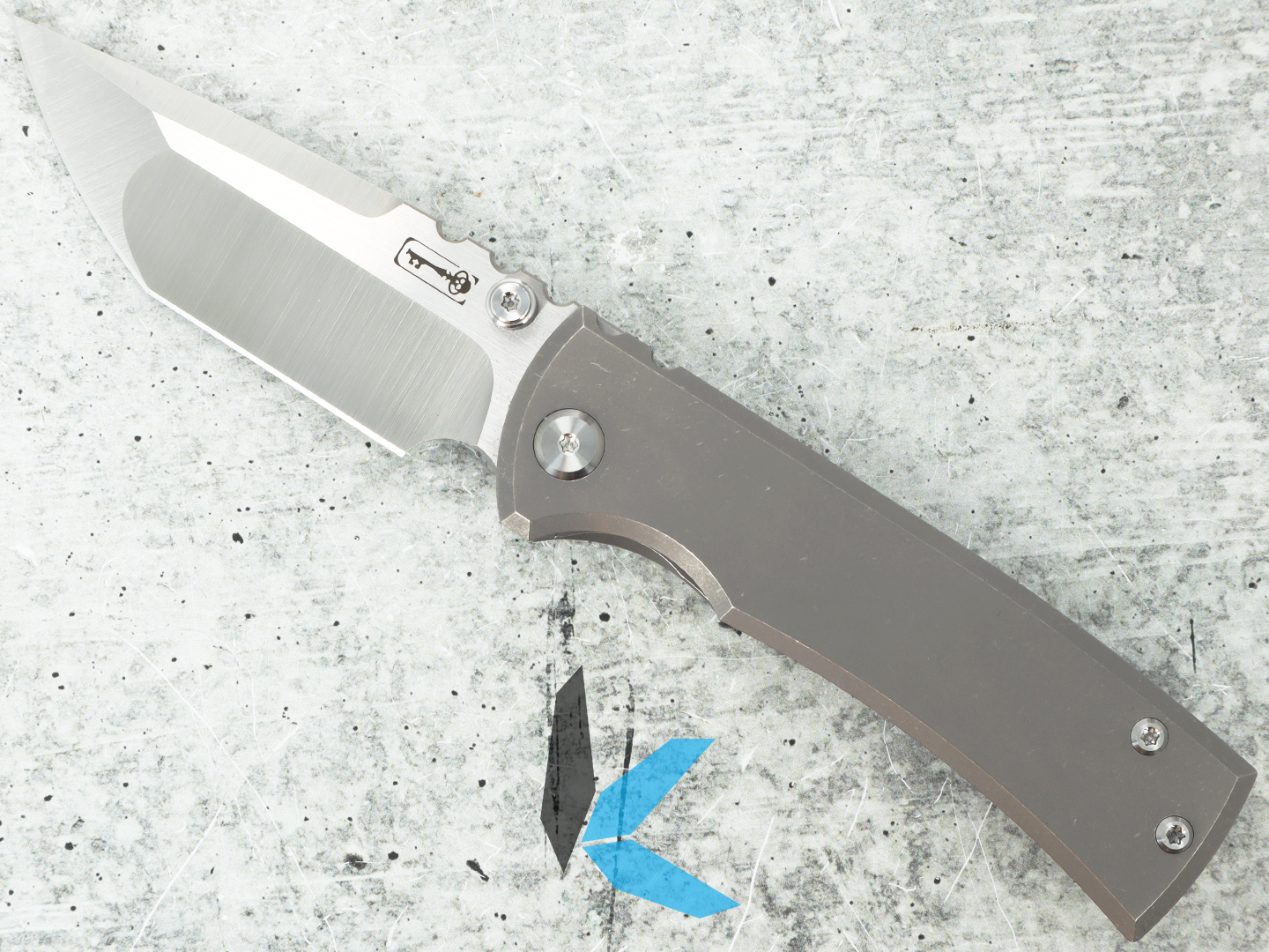 Used Chaves Redencion Street Folding Knife Tanto Blade, Stonewash, Titanium Handles with Box - Image 2