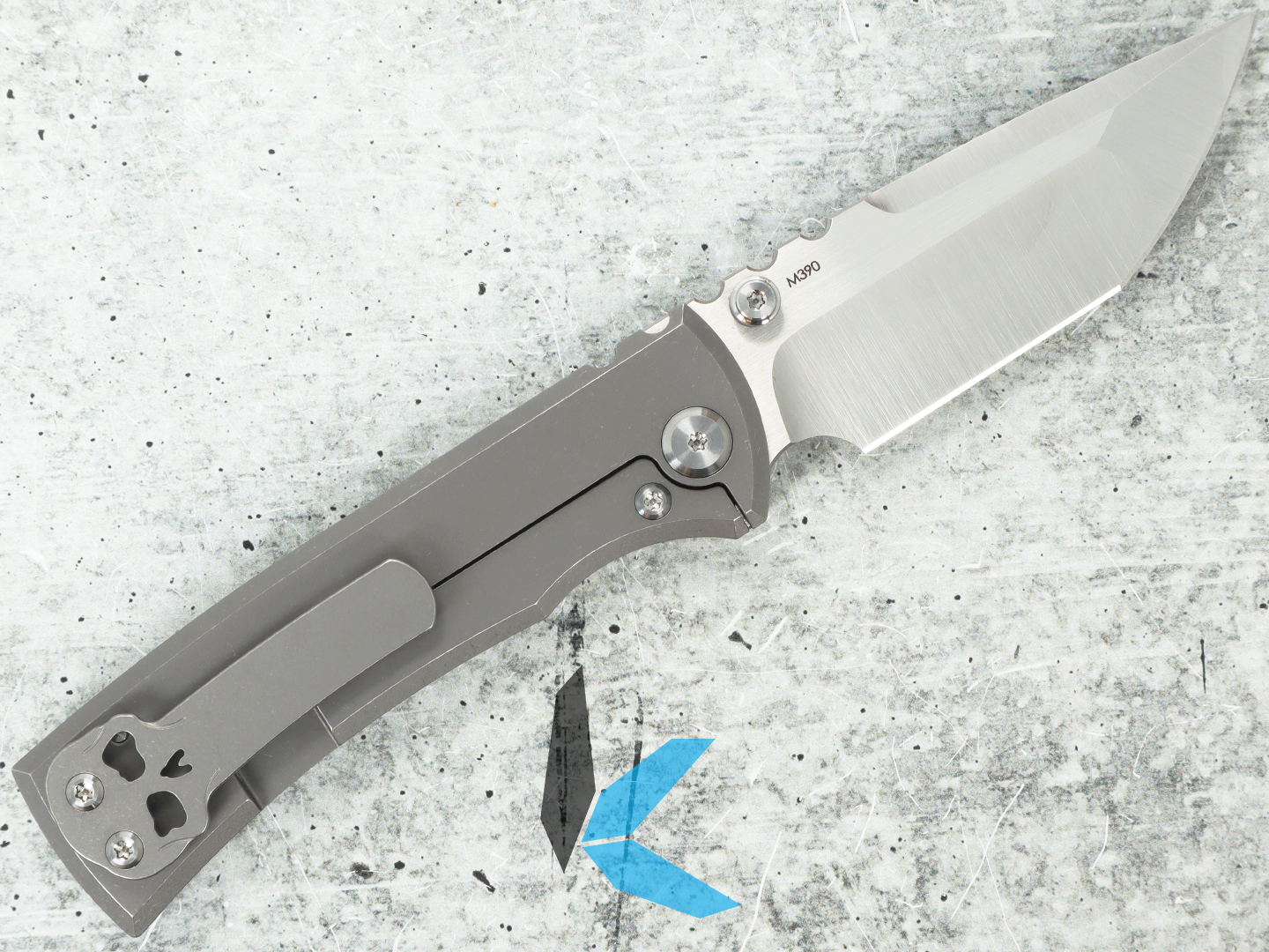 Used Chaves Redencion Street Folding Knife Tanto Blade, Stonewash, Titanium Handles with Box - Image 3