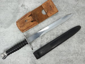 Used Swiss M 1957 Bayonet with Leather Sheath