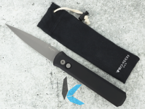 Used Protech Godfather Black Handle Bead Blasted Blade with Protech Pouch